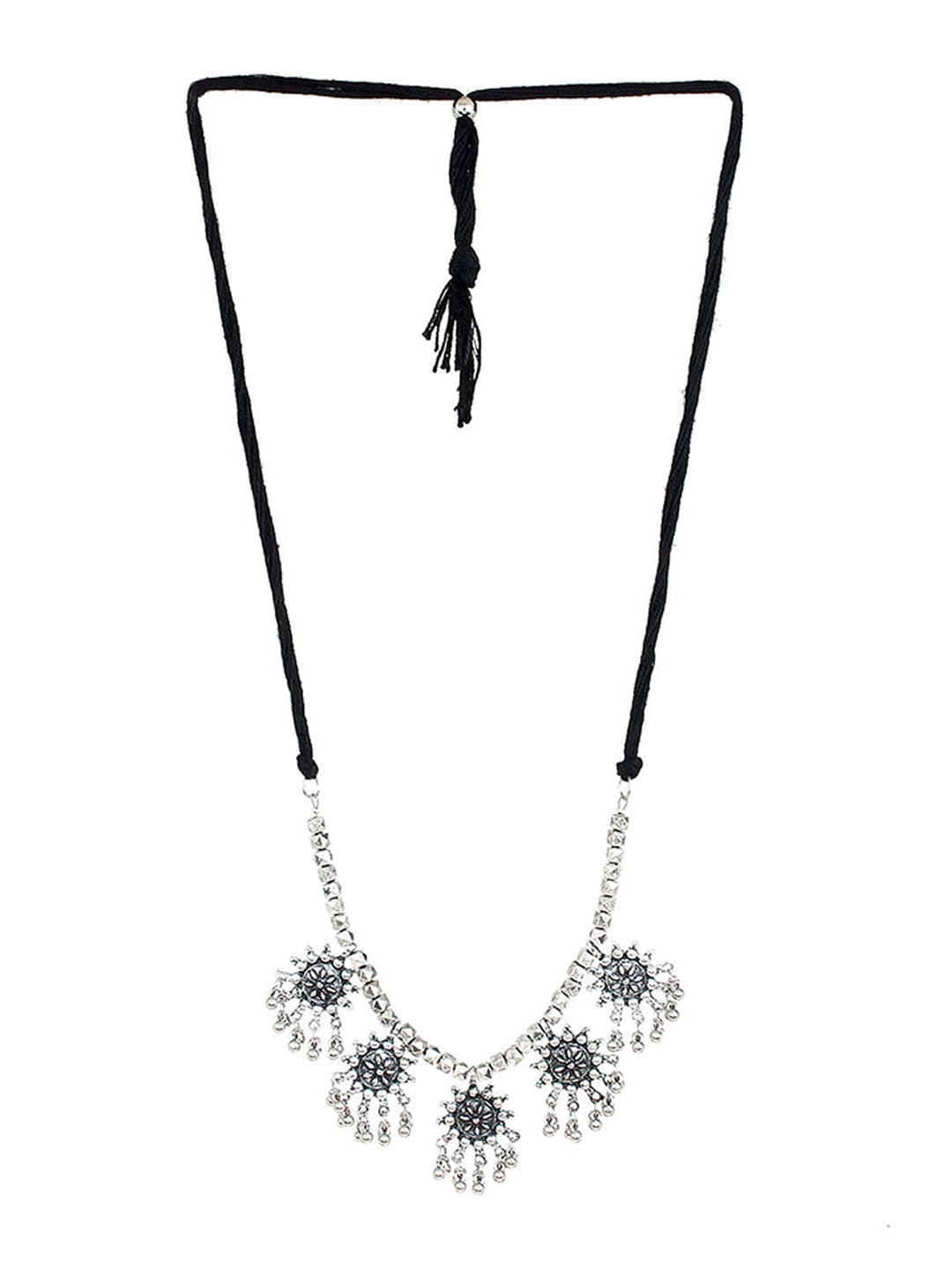 Cardinal Silver-Toned Oxidised Jewellery Set - Distacart