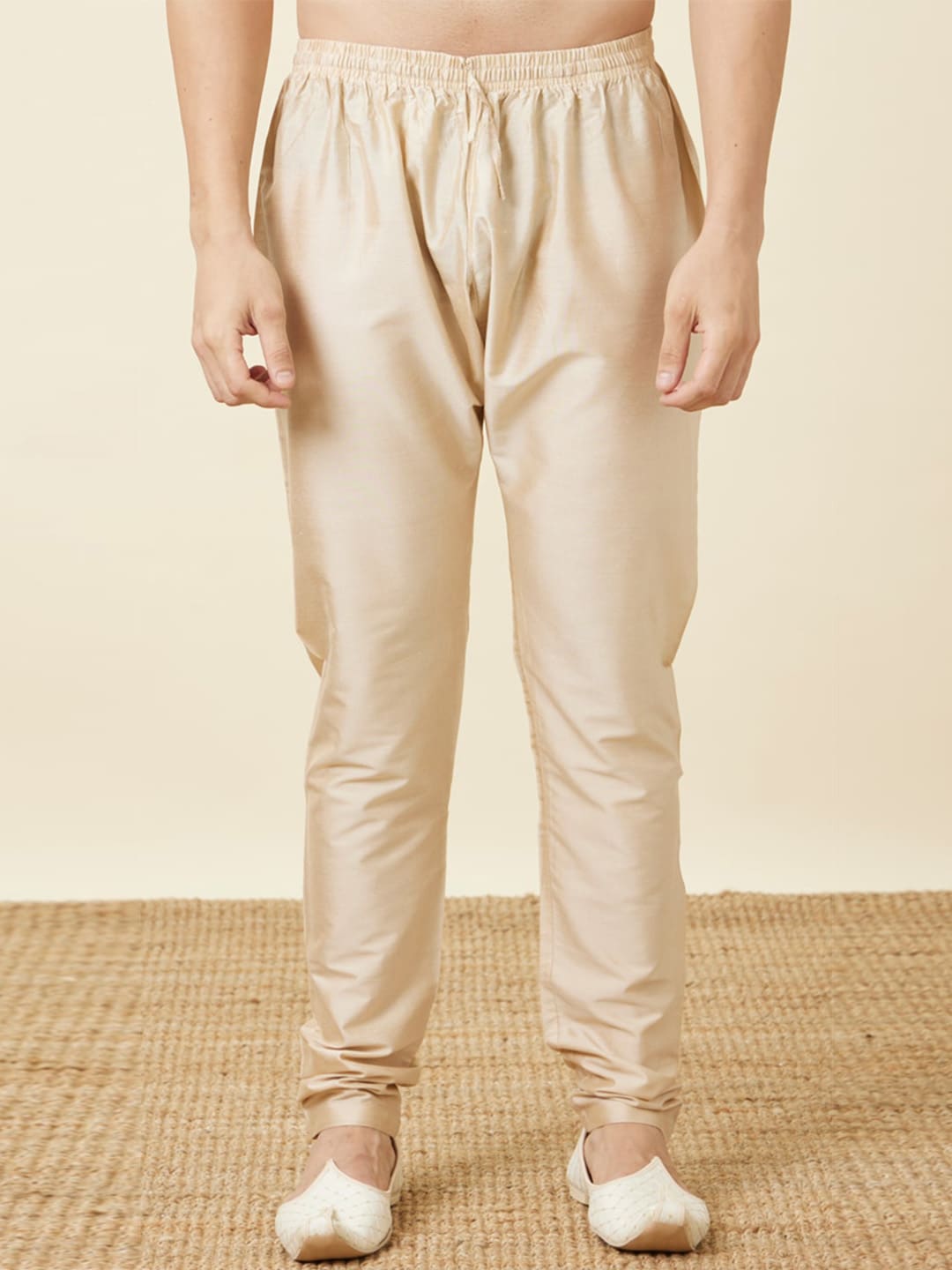 Manyavar Mandarin Collar Woven Design Thread Work Kurta with Pyjamas - Distacart