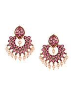 Thumbnail for Shoshaa Magenta Gold-Plated Contemporary Drop Earrings - Distacart