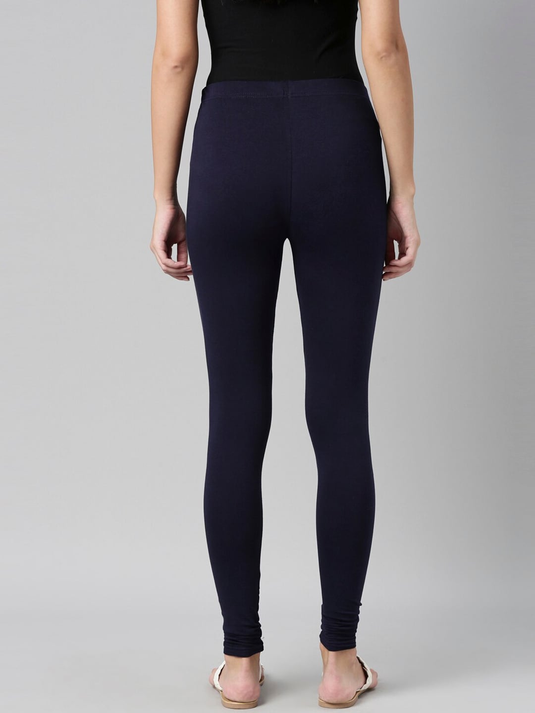 Souchii Navy Blue Solid Churidar Length Leggings - Distacart