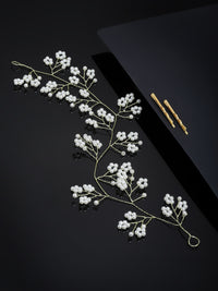 Thumbnail for Panash Women Gold-Toned & White Beaded Tiara - Distacart