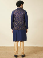 Thumbnail for Manyavar Mandarin Collar Regular Kurta With Pyjamas & Nehru Jacket - Distacart