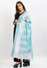Thumbnail for Mominos Fashion Moeza Women's Handloom Cotton Ikkat Sea Green Dupatta - Distacart