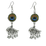 Thumbnail for Mominos Fashion Johar Kamal Oxidised Silver-Plated Brass Finish Peacock Design Long Necklace Set For Women - Distacart