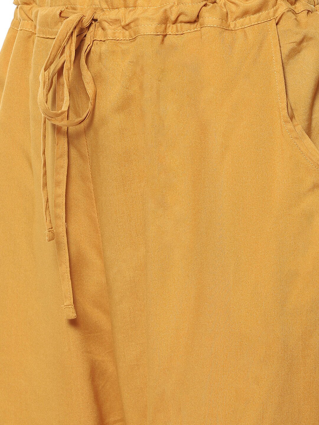 Biba Women Mustard Yellow Floral Printed Kurta with Trousers With Dupatta - Distacart