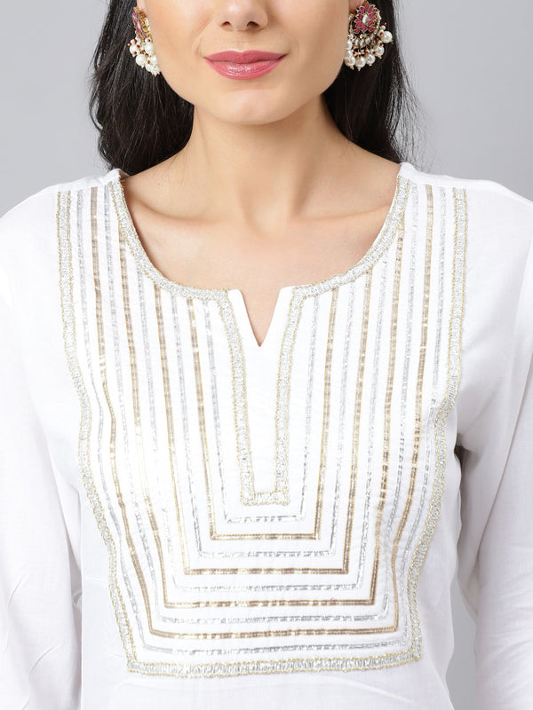 Khushal K Women Yoke Design Gotta Patti Kurta with Palazzos & Dupatta - Distacart