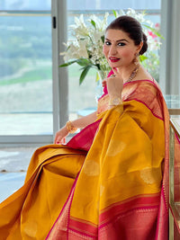 Thumbnail for Kalini Ethnic Motifs Woven Design Zari Silk Cotton Banarasi Saree - Distacart