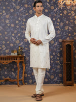 Thumbnail for House of Pataudi Embroidered Mirror Work Straight Kurta With Pyjama - Distacart