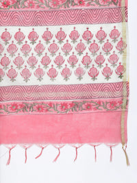 Thumbnail for HERE&NOW Women Floral Printed Regular Pure Cotton Kurta with Trousers & With Dupatta - Distacart