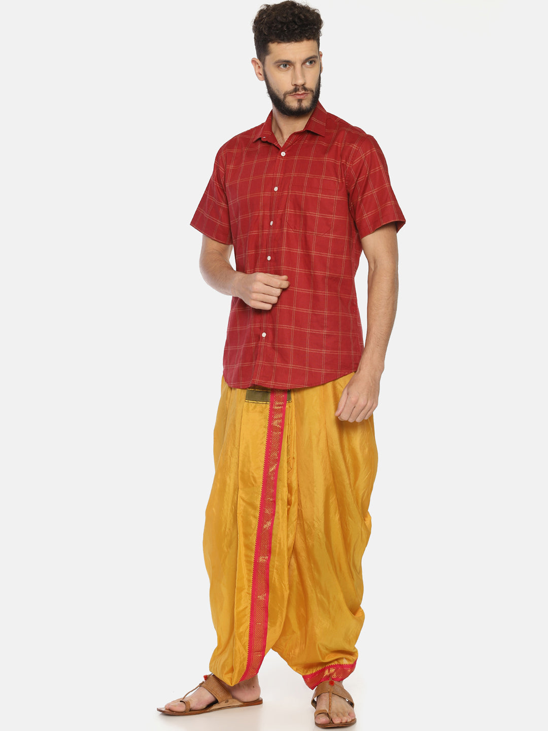 Sethukrishna Mustard Yellow Solid Readymade Dhoti Pant For Men - Distacart