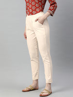 Thumbnail for Jaipur Kurti Women Off-White Cropped Trousers - Distacart