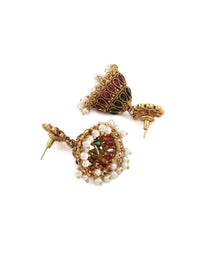 Thumbnail for Rubans Gold-Toned Embellished Gold-Plated Temple Jewellery Set - Distacart