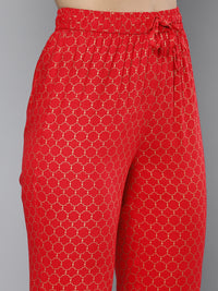 Thumbnail for HERE&NOW Floral Yoke Design Regular Thread Work Kurta with Trousers & With Dupatta - Distacart