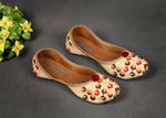 Thumbnail for Tiny Bugs Girls Ethnic Floral Embroidered Juttis - Beige - Distacart