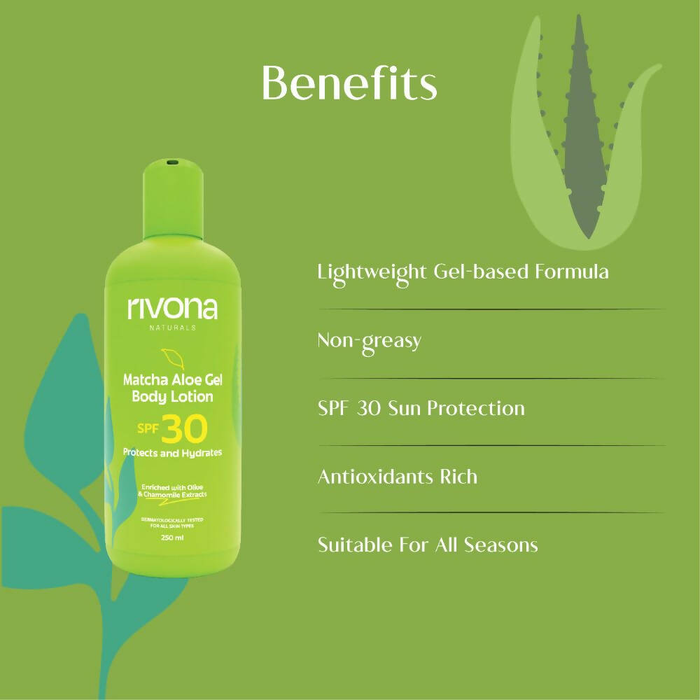 Rivona Naturals Matcha Aloe Gel Body Lotion with SPF 30 - Distacart