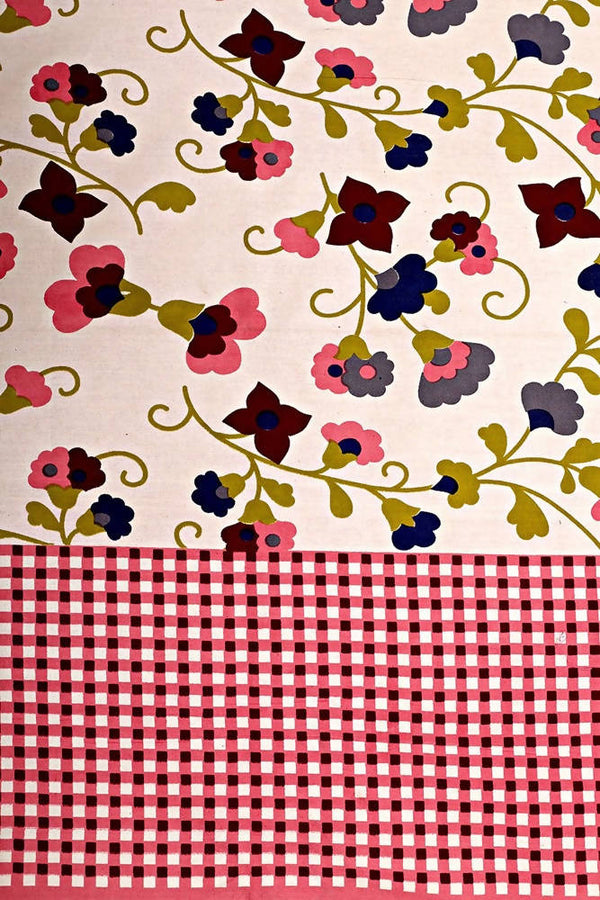 Vamika Printed Cotton Pink & Multicolor Bedsheet With Pillow Covers (LEOC_CHKM_P) - Distacart