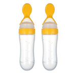 Thumbnail for Safe-O-Kid Easy Set of 2 Squeezy Silicone Food Feeder Spoon (Soft Tip) Bottle- Yellow- 90mL - Distacart