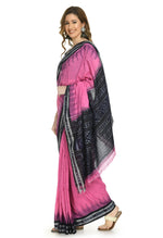 Thumbnail for Vamika Sambalpuri Ikat Cotton Jharana Pink & Black Saree - Distacart