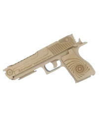 Thumbnail for Kraftsman Semi-Automatic Wooden Rubber Band Shooting Gun Toys for Kids & Adults with Target | 5 Rapid Fire Shots (Beige) - Distacart