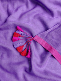 Thumbnail for Suta Lavender Solid Mul Cotton Saree - Distacart