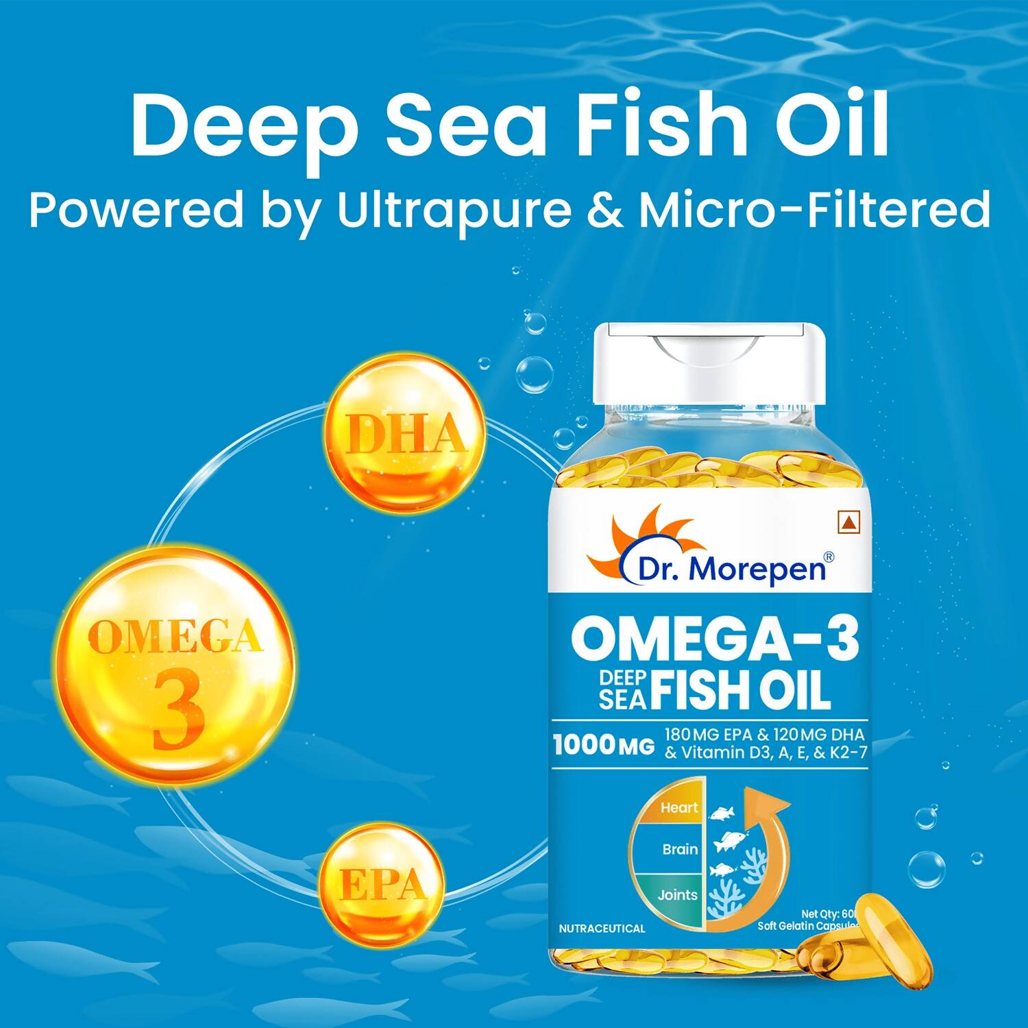 Dr. Morepen Omega 3 Deep Sea Fish Oil Softgels - Distacart