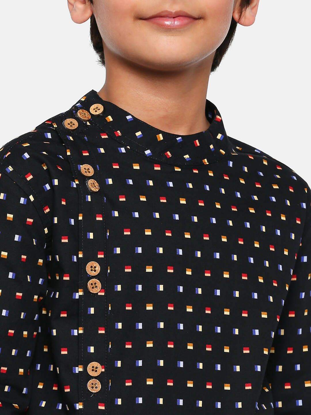 Manet Ethnic Full Sleeves Multi Clour Shirt - Black - Distacart