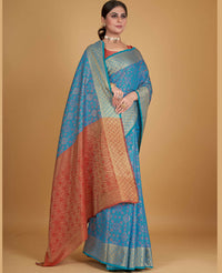 Thumbnail for Blue Silk Woven Design Saree With Unstitched Blouse Piece - Akshita - Distacart