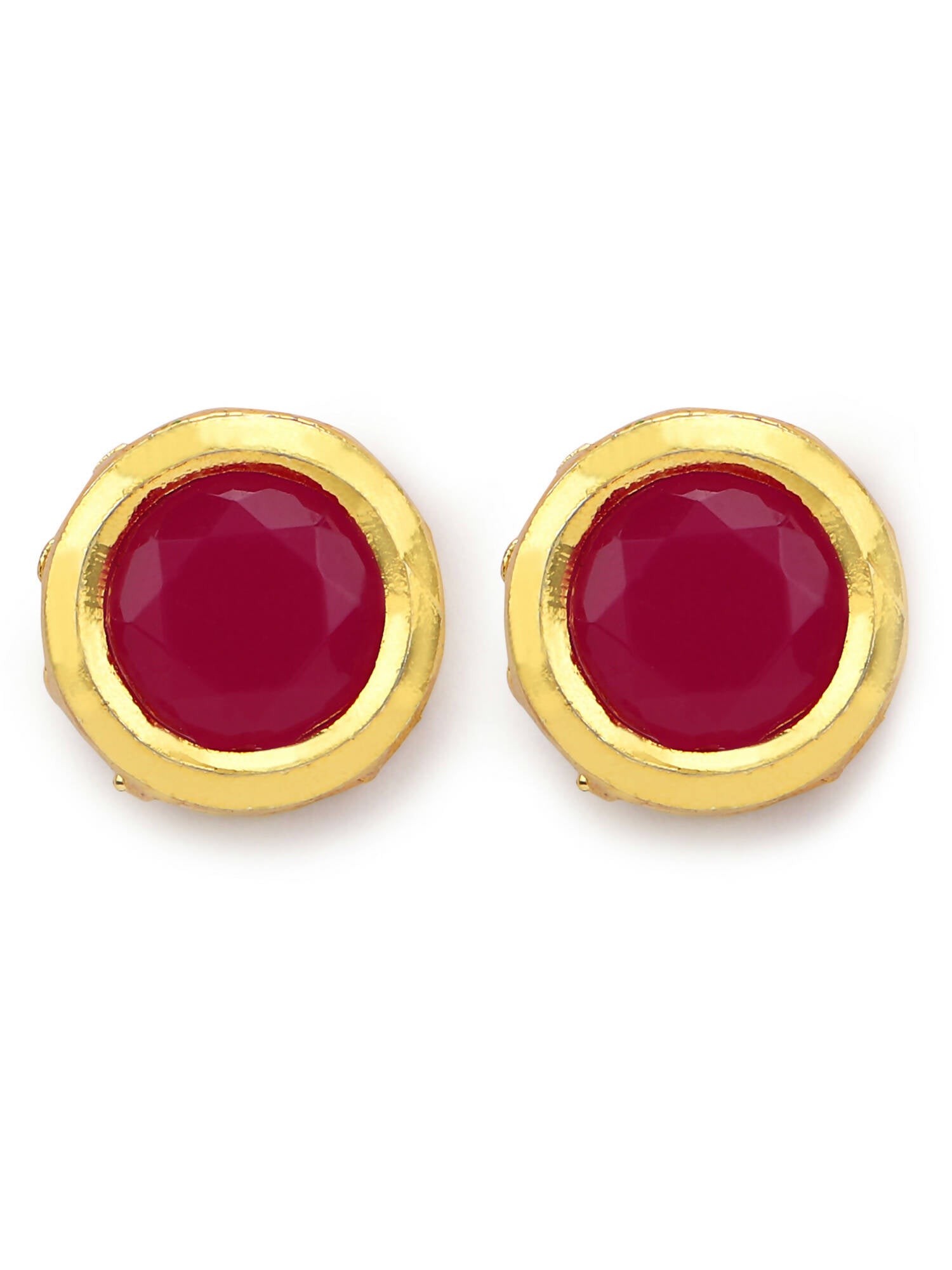 Maroon Circular Studs Earrings - Ruby Raang - Distacart