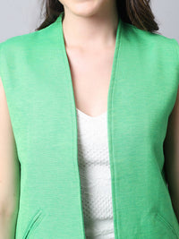 Thumbnail for Even Apparels Green Polyblend Open Front Women's Waistcoat - Distacart