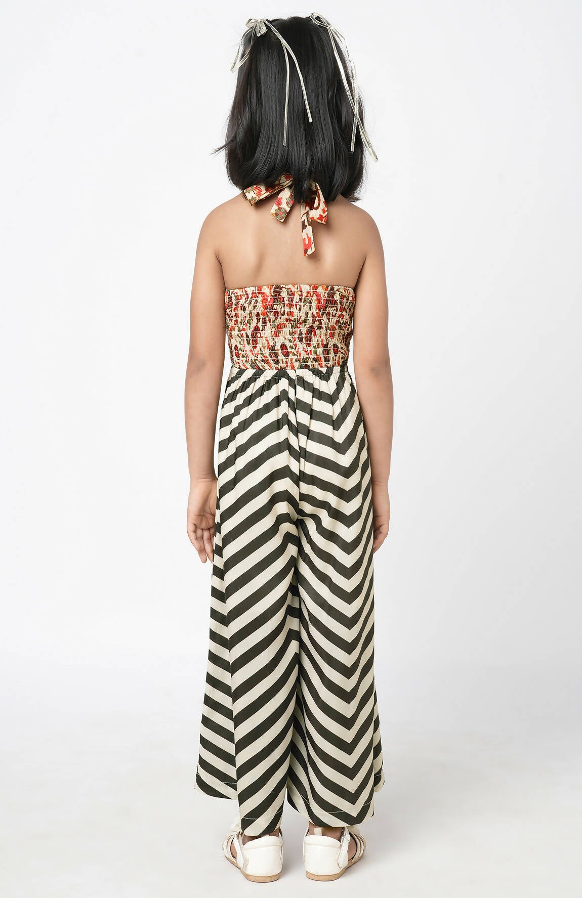 Lil Drama Chromatic Fusion Girls Black & White Stripe Hand Embroidery Jumper - Distacart