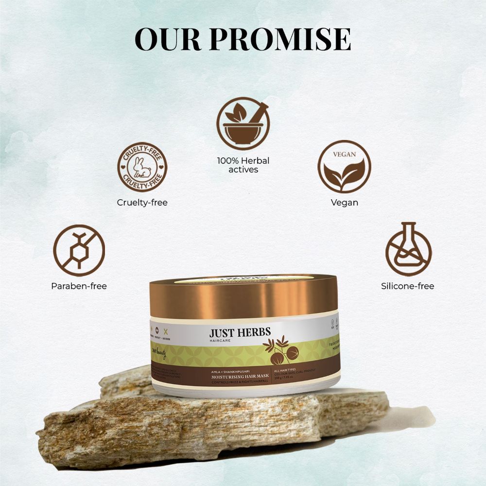 Just Herbs Moisturising Hair Mask with Amla and Shankhpushpi - Distacart
