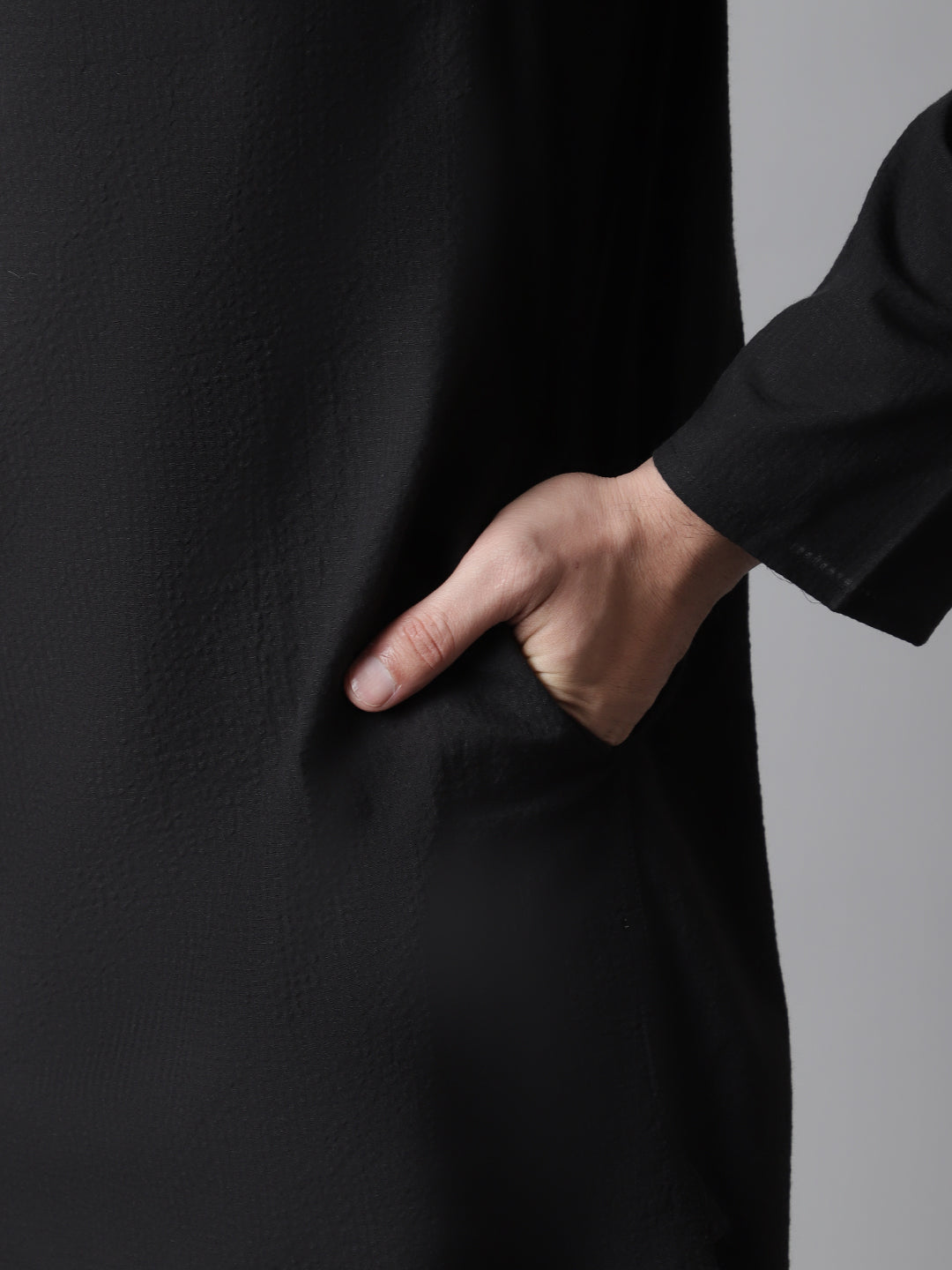 Even Apparels Black Pure Cotton Kurta With Band Collar - Distacart