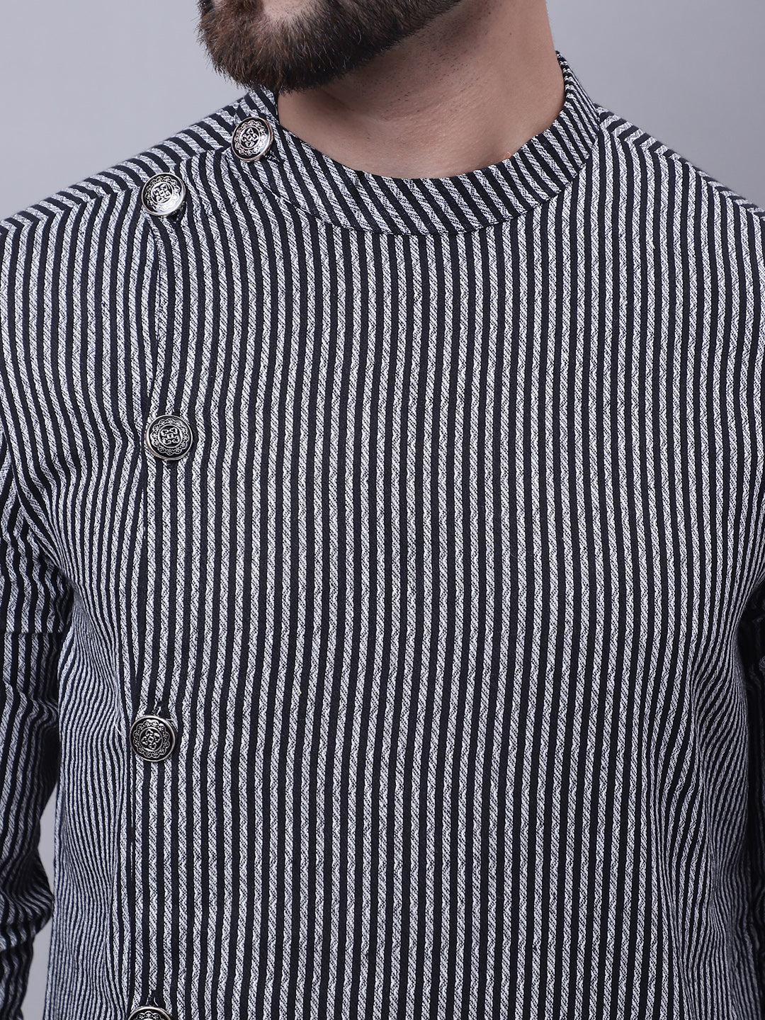 Even Apparels Black Sherwani Kurta With Asymetrical Cut - Distacart