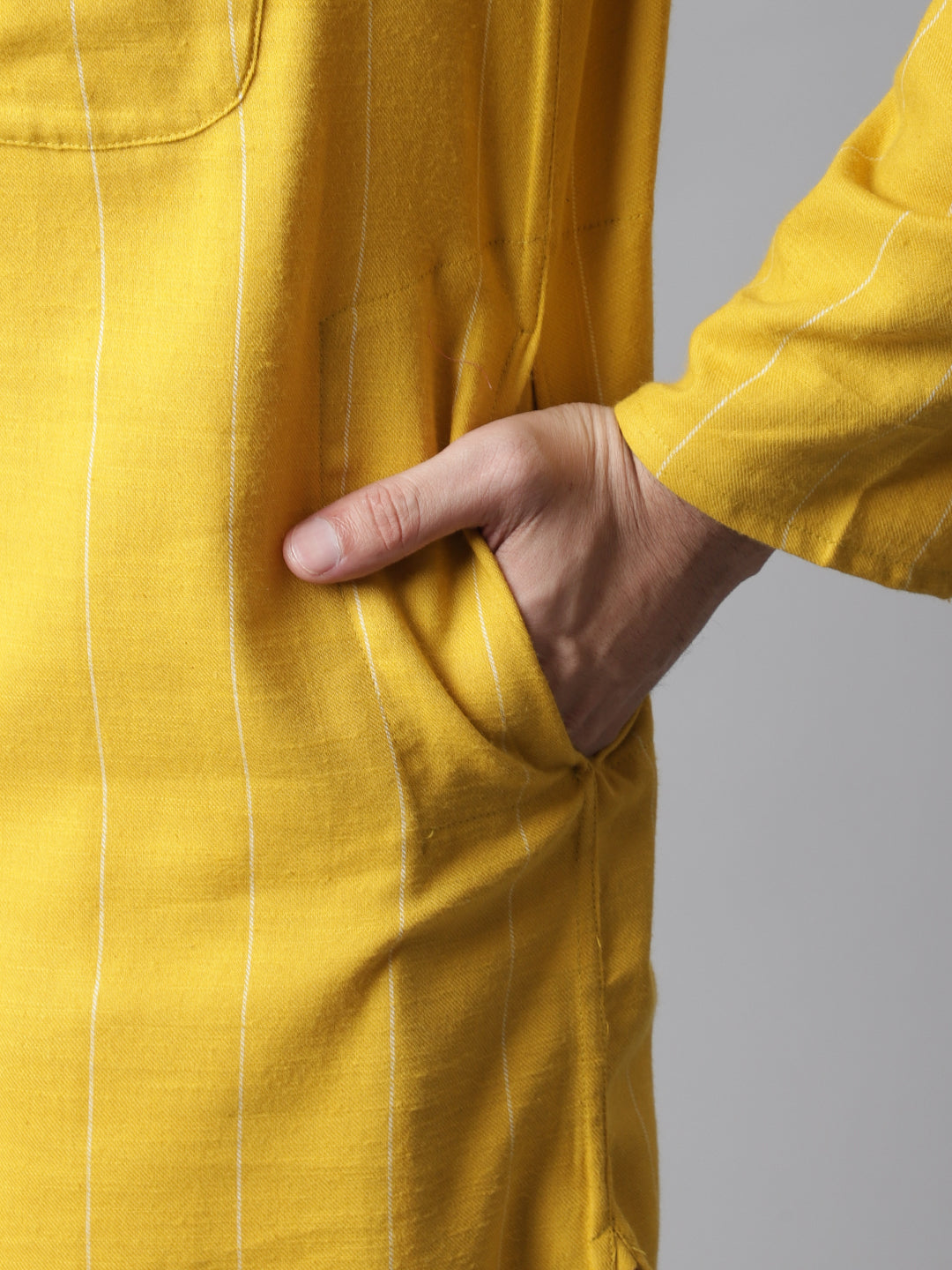 Even Apparels Yellow Pure Cotton Kurta With Band Collar - Distacart