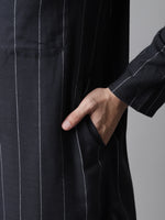 Thumbnail for Even Apparels Black Pure Cotton Kurta With Band Collar - Distacart
