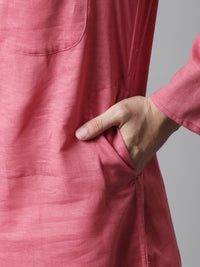 Thumbnail for Even Apparels Rust Pure Cotton Kurta With Band Collar - Distacart