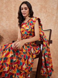 Thumbnail for InWeave Women's Multi Color Trangle Skirt Saree - Distacart