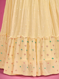 Thumbnail for Myra Yellow Pure Georgette Embroidered Gown - Distacart