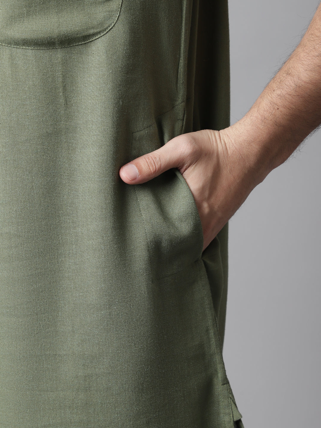 Even Apparels Green Pure Cotton Kurta With Band Collar - Distacart
