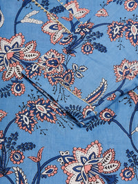 Thumbnail for InWeave Women's Skyblue Pink Floral Angrakha Straight Kurta - Distacart