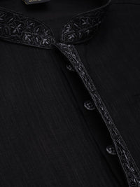 Thumbnail for Manyavar Men Black Self Design Kurta with Churidar - Distacart