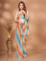Thumbnail for Tikhi Imli Striped Georgette Leheriya Ready to Wear Saree - Distacart