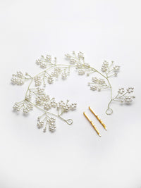 Thumbnail for Panash Women Gold-Toned & White Beaded Tiara - Distacart