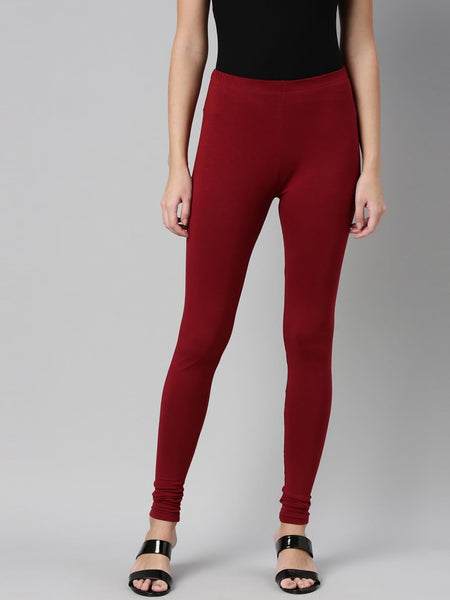 Souchii Maroon Solid Churidar-Length Leggings - Distacart