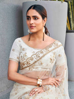 Thumbnail for Tikhi Imli Ethnic Motifs Sequinned Embroidered Net Saree - Distacart