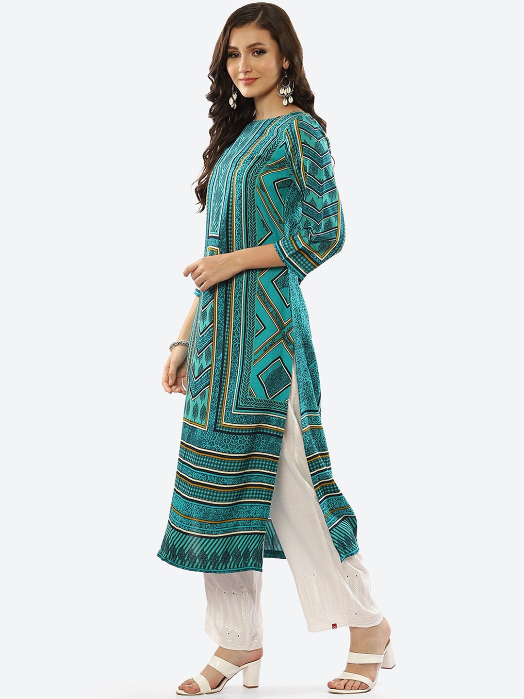 Biba Women Geometric Printed Kurta - Distacart