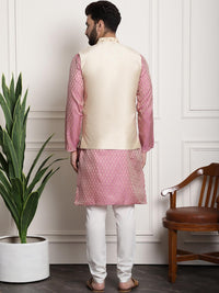 Thumbnail for Sojanya Men Pink Ethnic Motifs Kurta with Pyjamas & Nehru Jacket - Distacart