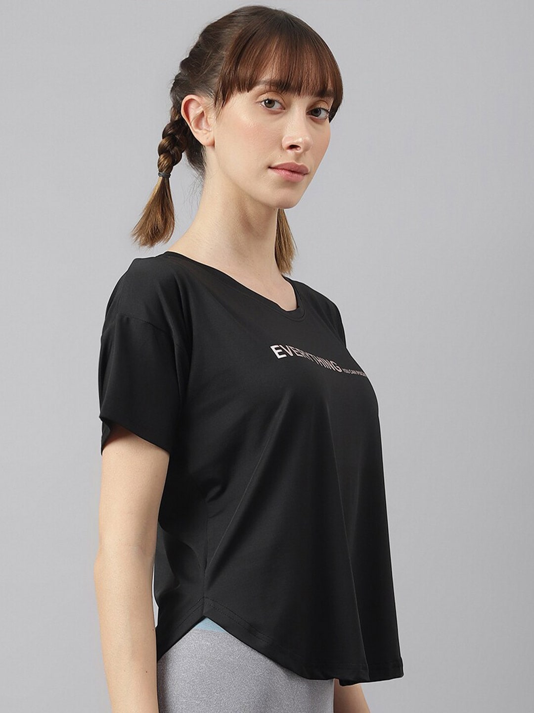 MKH Women Typography Printed Drop-Shoulder Sleeves Dri-FIT Sports T-shirt - Distacart