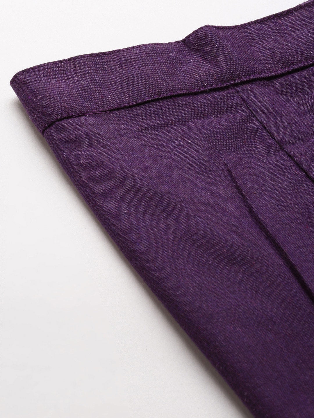 Kalini Women Violet Pure Cotton Kurta with Trousers - Distacart