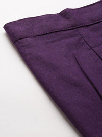 Thumbnail for Kalini Women Violet Pure Cotton Kurta with Trousers - Distacart